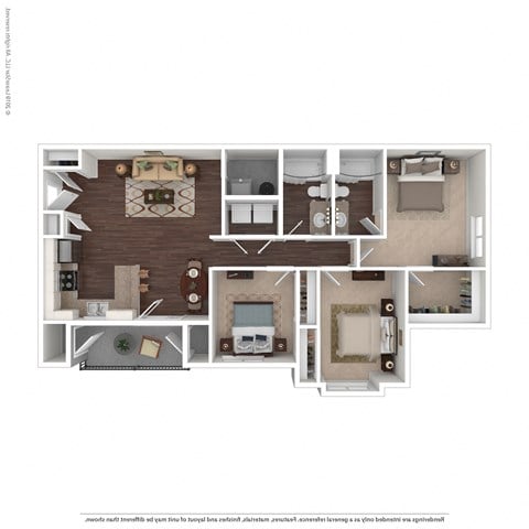 Floor plan for 3 beds, 2 baths, 1329 sqft